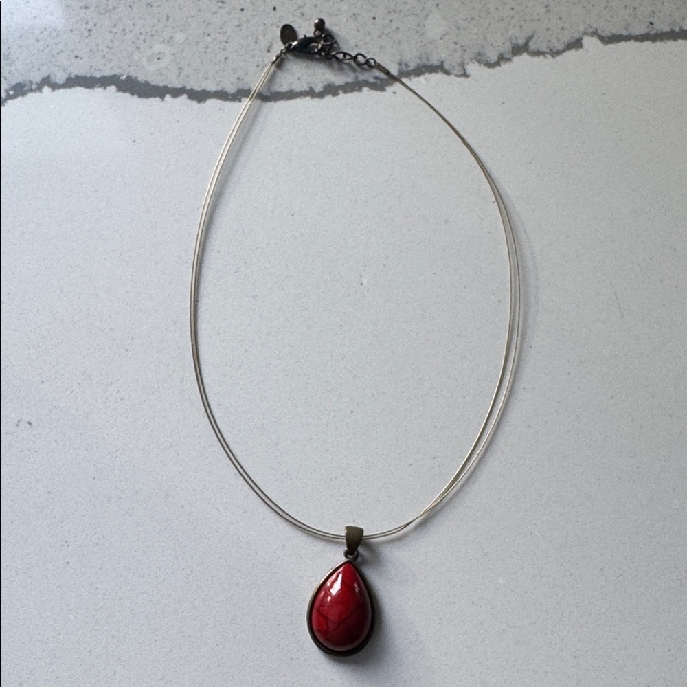 Express Red Teardrop Pendant Necklace